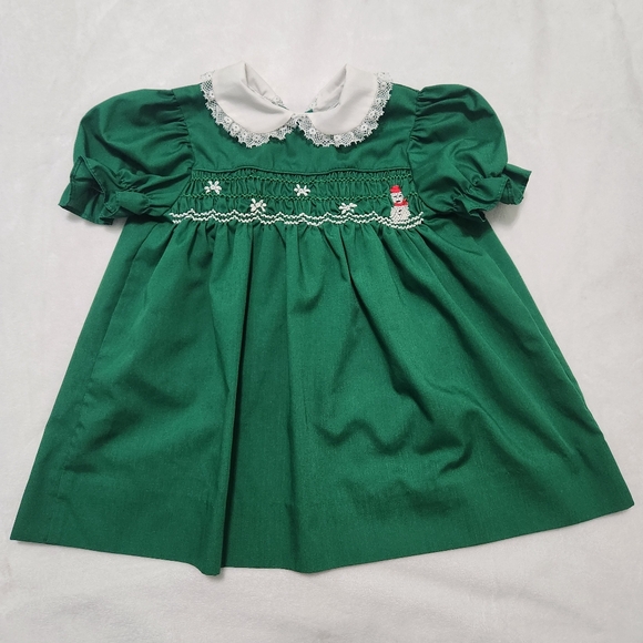 Vintage Polly Flinders Smocked Christmas Dress - Picture 1 of 8